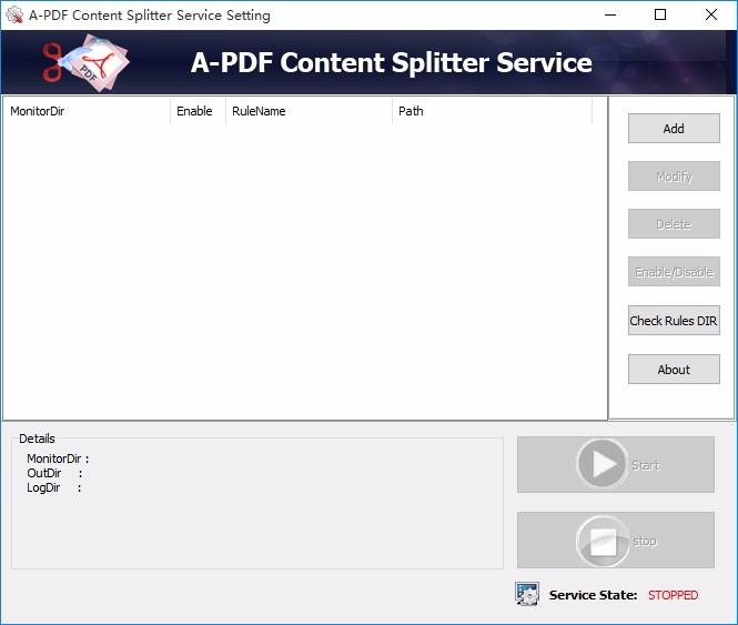 A-PDF Content Splitter Service下载,PDF文件分割软件