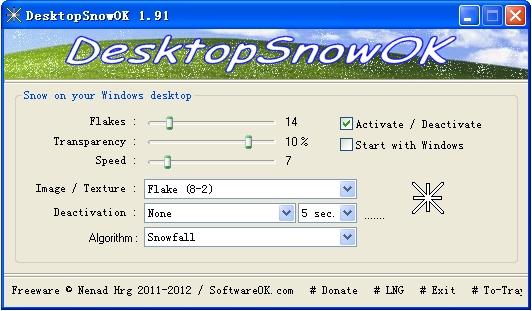 DesktopSnowOK,飘雪的桌面